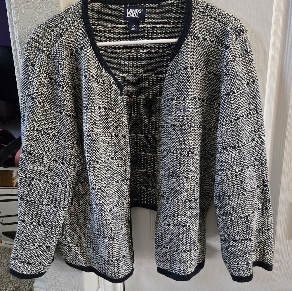 Lands' End Navy and White Chase Blazer